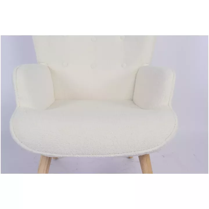 Πολυθρόνα ArteLibre MARION Λευκό Ύφασμα Μπουκλέ/Ξύλο 73x69x96cm