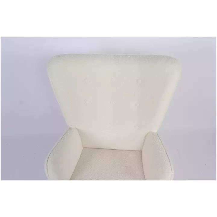 Πολυθρόνα ArteLibre MARION Λευκό Ύφασμα Μπουκλέ/Ξύλο 73x69x96cm