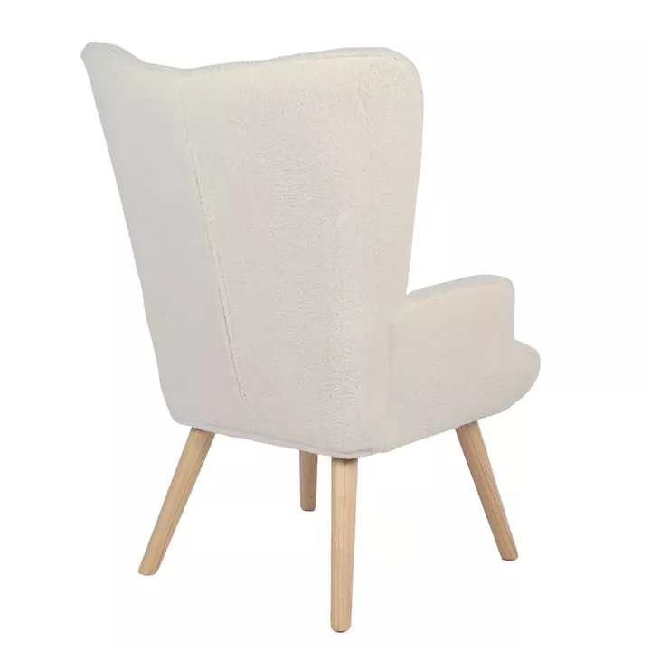 Πολυθρόνα ArteLibre MARION Λευκό Ύφασμα Μπουκλέ/Ξύλο 73x69x96cm