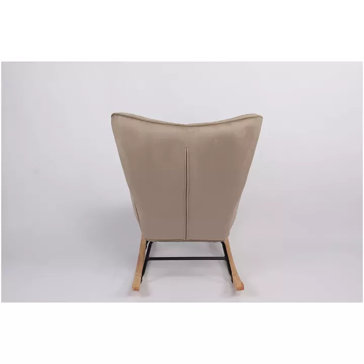 Πολυθρόνα Κουνιστή ArteLibre DARIA Ανοιχτό Καφέ Βελούδο/Μέταλλο/Ξύλο 85x69x90cm