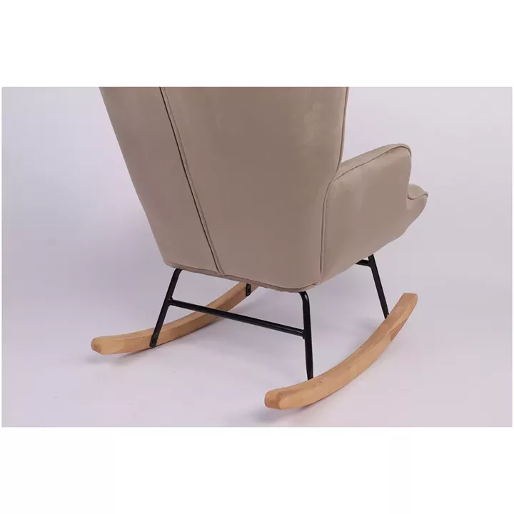 Πολυθρόνα Κουνιστή ArteLibre DARIA Ανοιχτό Καφέ Βελούδο/Μέταλλο/Ξύλο 85x69x90cm