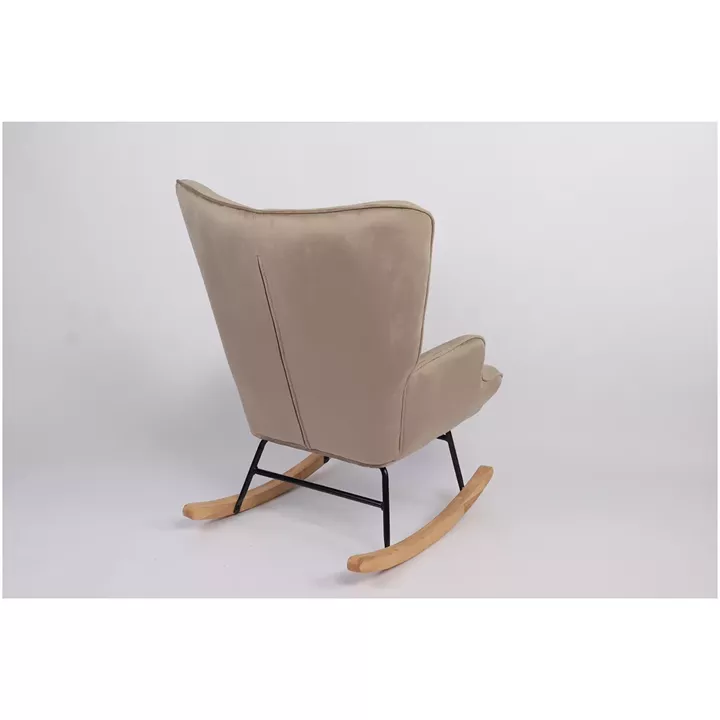 Πολυθρόνα Κουνιστή ArteLibre DARIA Ανοιχτό Καφέ Βελούδο/Μέταλλο/Ξύλο 85x69x90cm