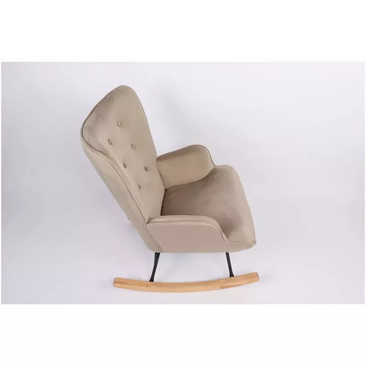 Πολυθρόνα Κουνιστή ArteLibre DARIA Ανοιχτό Καφέ Βελούδο/Μέταλλο/Ξύλο 85x69x90cm