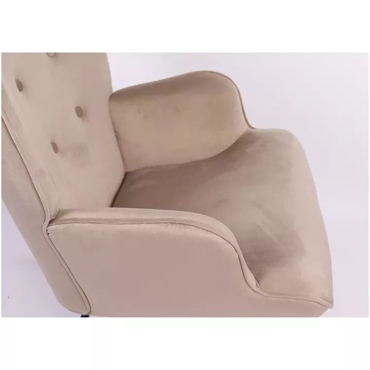 Πολυθρόνα Κουνιστή ArteLibre DARIA Ανοιχτό Καφέ Βελούδο/Μέταλλο/Ξύλο 85x69x90cm