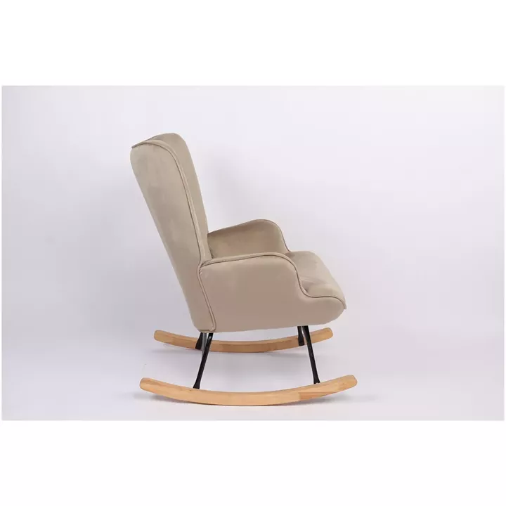 Πολυθρόνα Κουνιστή ArteLibre DARIA Ανοιχτό Καφέ Βελούδο/Μέταλλο/Ξύλο 85x69x90cm