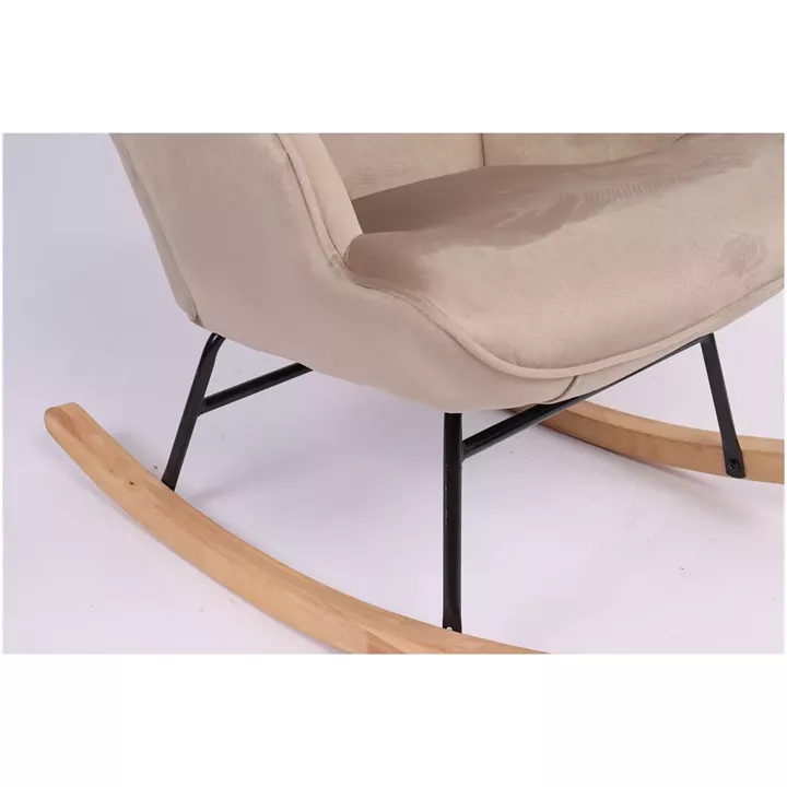 Πολυθρόνα Κουνιστή ArteLibre DARIA Ανοιχτό Καφέ Βελούδο/Μέταλλο/Ξύλο 85x69x90cm