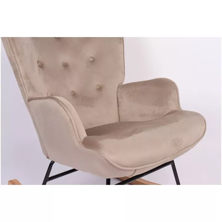 Πολυθρόνα Κουνιστή ArteLibre DARIA Ανοιχτό Καφέ Βελούδο/Μέταλλο/Ξύλο 85x69x90cm