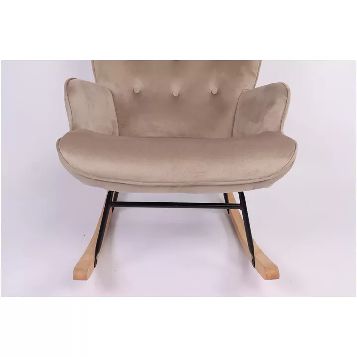 Πολυθρόνα Κουνιστή ArteLibre DARIA Ανοιχτό Καφέ Βελούδο/Μέταλλο/Ξύλο 85x69x90cm