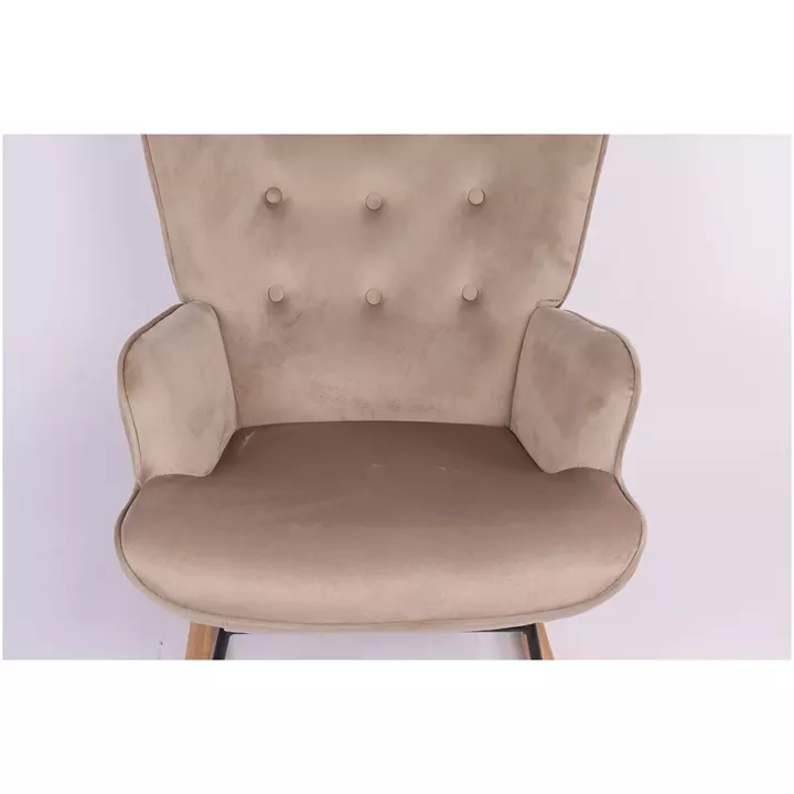 Πολυθρόνα Κουνιστή ArteLibre DARIA Ανοιχτό Καφέ Βελούδο/Μέταλλο/Ξύλο 85x69x90cm