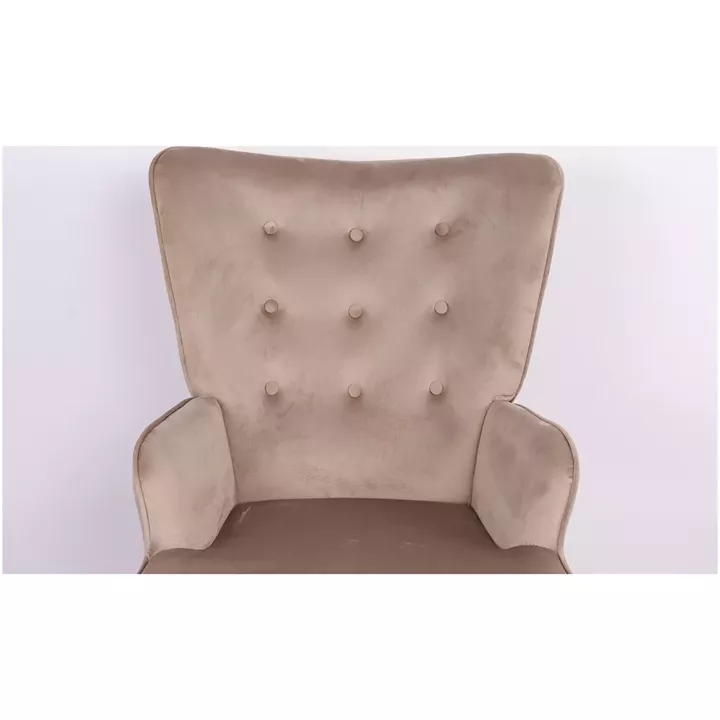 Πολυθρόνα Κουνιστή ArteLibre DARIA Ανοιχτό Καφέ Βελούδο/Μέταλλο/Ξύλο 85x69x90cm