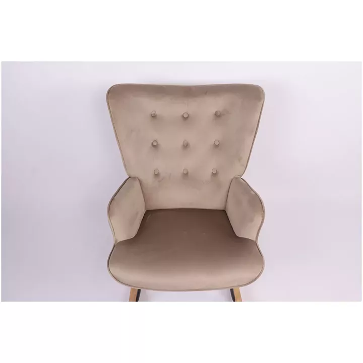 Πολυθρόνα Κουνιστή ArteLibre DARIA Ανοιχτό Καφέ Βελούδο/Μέταλλο/Ξύλο 85x69x90cm