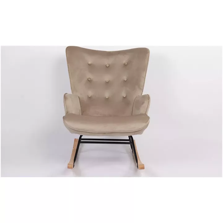 Πολυθρόνα Κουνιστή ArteLibre DARIA Ανοιχτό Καφέ Βελούδο/Μέταλλο/Ξύλο 85x69x90cm