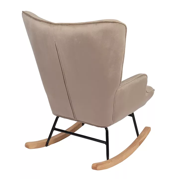 Πολυθρόνα Κουνιστή ArteLibre DARIA Ανοιχτό Καφέ Βελούδο/Μέταλλο/Ξύλο 85x69x90cm