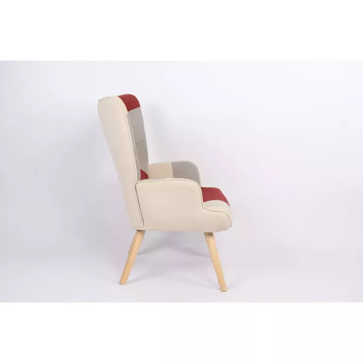 Πολυθρόνα ArteLibre BRIAR Μπορντό/Γκρι Patchwork Ύφασμα/Ξύλο 73x69x96cm