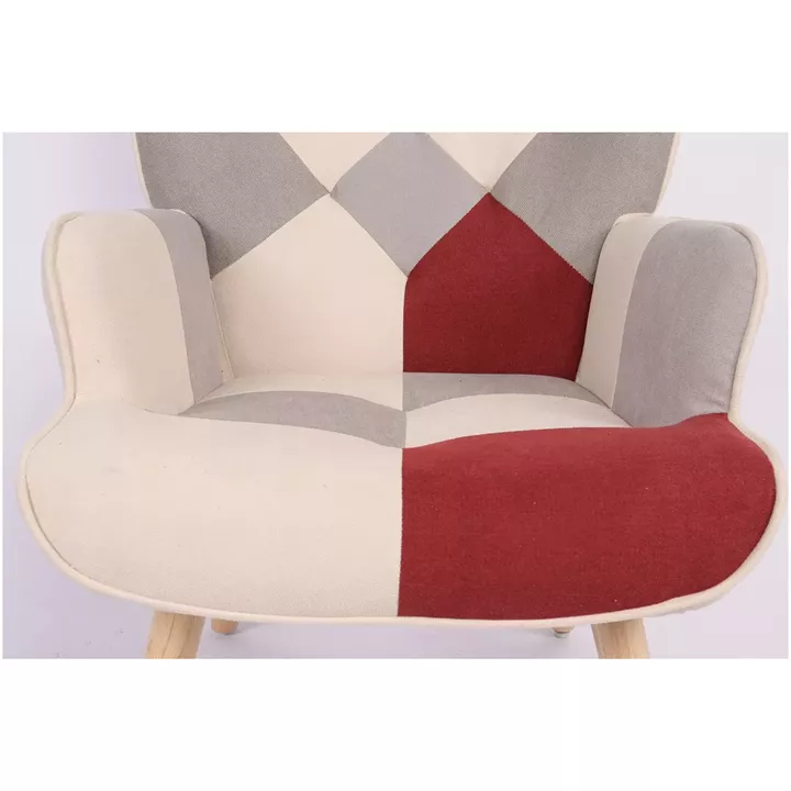 Πολυθρόνα ArteLibre BRIAR Μπορντό/Γκρι Patchwork Ύφασμα/Ξύλο 73x69x96cm