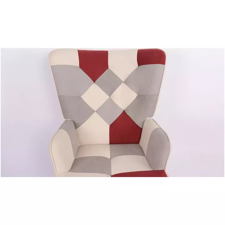 Πολυθρόνα ArteLibre BRIAR Μπορντό/Γκρι Patchwork Ύφασμα/Ξύλο 73x69x96cm