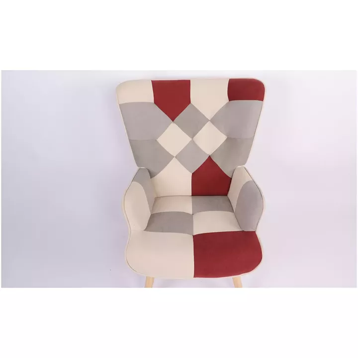 Πολυθρόνα ArteLibre BRIAR Μπορντό/Γκρι Patchwork Ύφασμα/Ξύλο 73x69x96cm