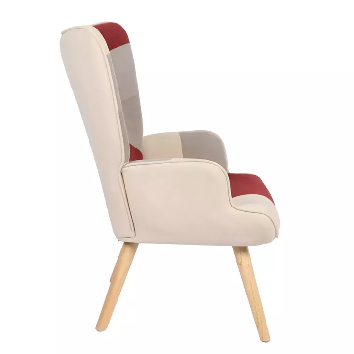 Πολυθρόνα ArteLibre BRIAR Μπορντό/Γκρι Patchwork Ύφασμα/Ξύλο 73x69x96cm