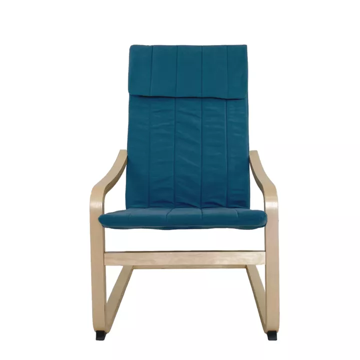 Πολυθρόνα ArteLibre NORDVIK Μπλε/Φυσικό Ύφασμα/Ξύλο 60x71x105cm