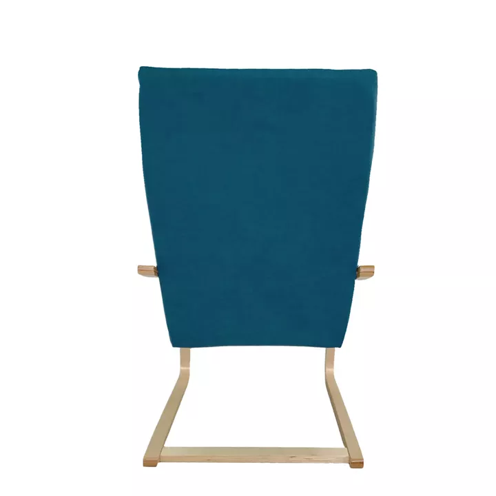 Πολυθρόνα ArteLibre NORDVIK Μπλε/Φυσικό Ύφασμα/Ξύλο 60x71x105cm