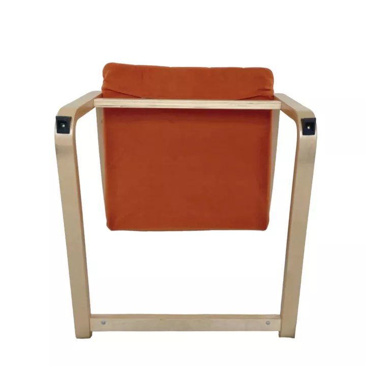 Πολυθρόνα ArteLibre NORDVIK Πορτοκαλί/Φυσικό Ύφασμα/Ξύλο 60x71x105cm