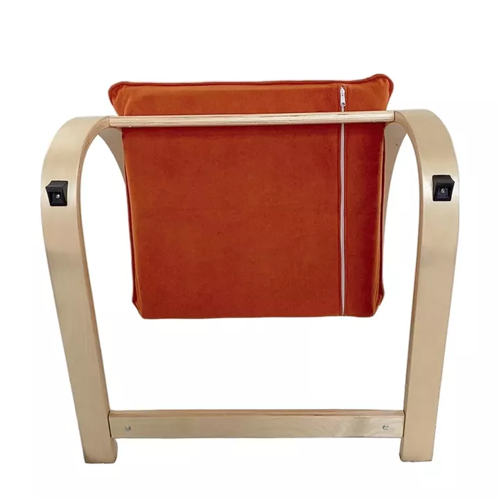 Πολυθρόνα ArteLibre VESNA Πορτοκαλί/Φυσικό Ύφασμα/Ξύλο 67x78x92cm