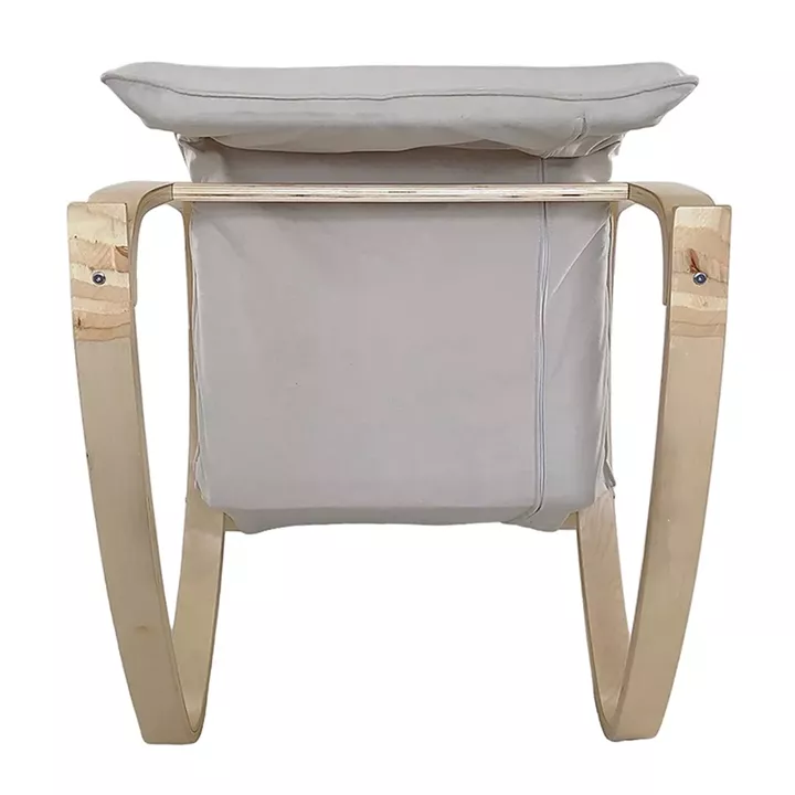 Πολυθρόνα Κουνιστή ArteLibre LUNDRA Μπεζ/Φυσικό Ύφασμα/Ξύλο 67x127x91cm