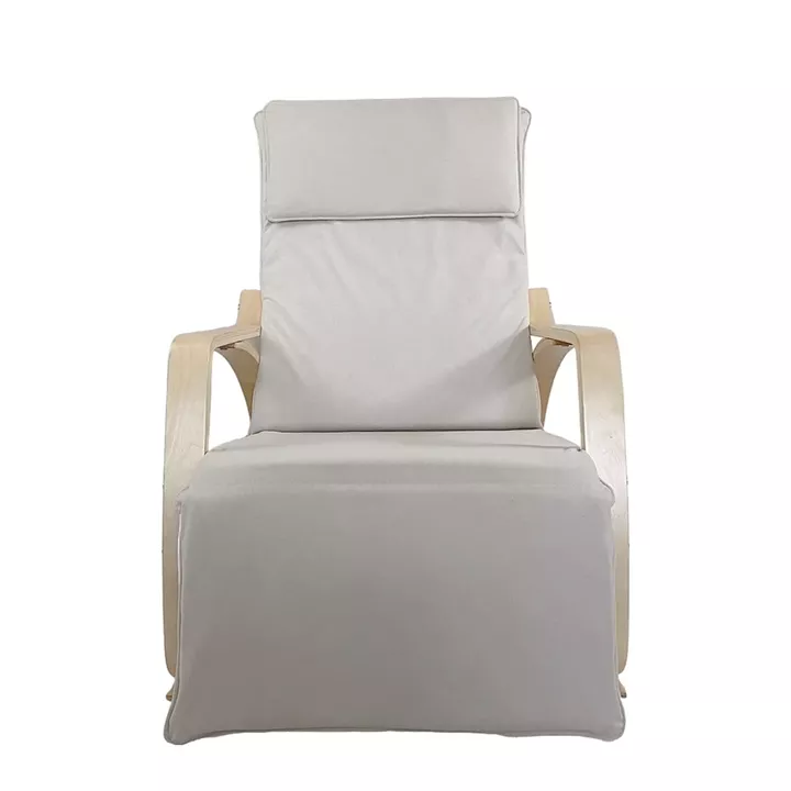 Πολυθρόνα Κουνιστή ArteLibre LUNDRA Μπεζ/Φυσικό Ύφασμα/Ξύλο 67x127x91cm