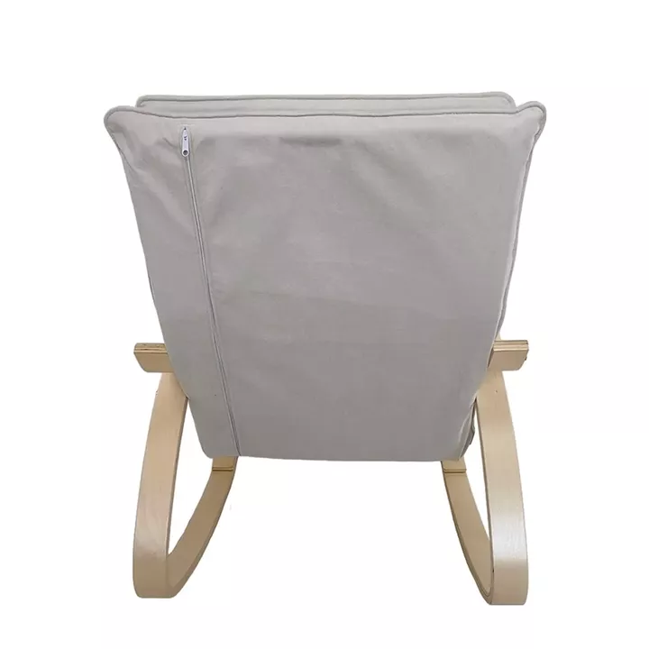 Πολυθρόνα Κουνιστή ArteLibre LUNDRA Μπεζ/Φυσικό Ύφασμα/Ξύλο 67x127x91cm