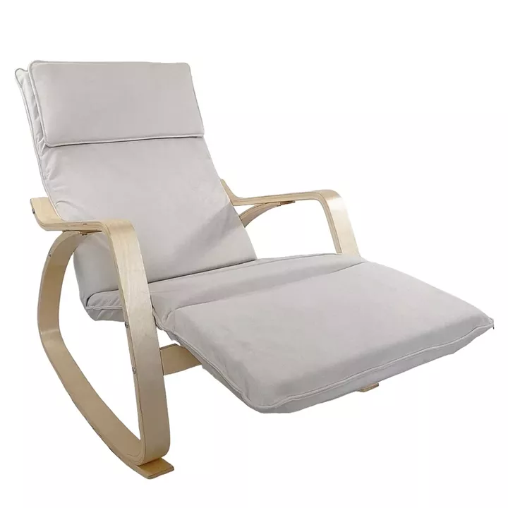 Πολυθρόνα Κουνιστή ArteLibre LUNDRA Μπεζ/Φυσικό Ύφασμα/Ξύλο 67x127x91cm