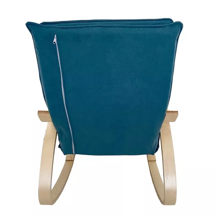 Πολυθρόνα Κουνιστή ArteLibre LUNDRA Μπλε/Φυσικό Ύφασμα/Ξύλο 67x127x91cm