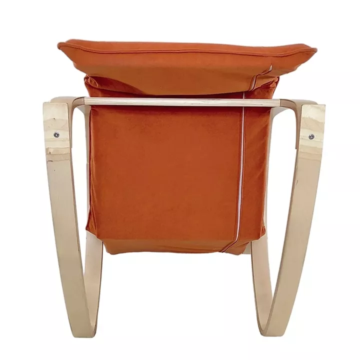 Πολυθρόνα Κουνιστή ArteLibre LUNDRA Πορτοκαλί/Φυσικό Ύφασμα/Ξύλο 67x127x91cm