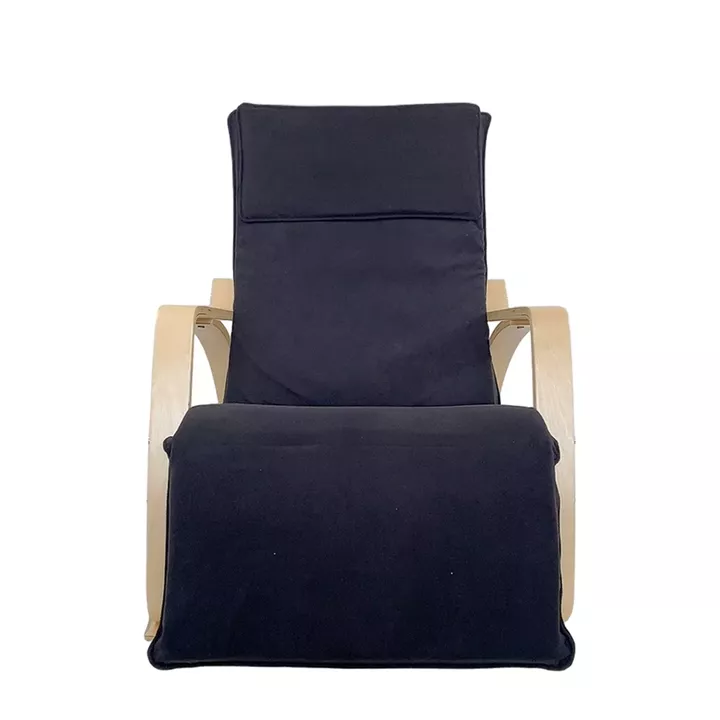 Πολυθρόνα Κουνιστή ArteLibre LUNDRA Μαύρο/Φυσικό Ύφασμα/Ξύλο 67x127x91cm