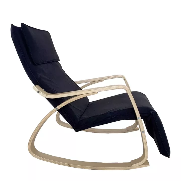 Πολυθρόνα Κουνιστή ArteLibre LUNDRA Μαύρο/Φυσικό Ύφασμα/Ξύλο 67x127x91cm