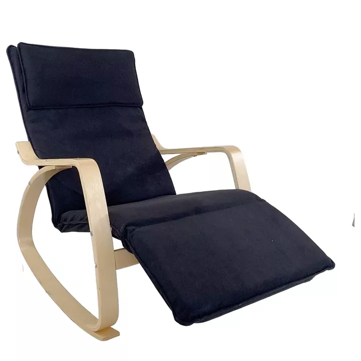 Πολυθρόνα Κουνιστή ArteLibre LUNDRA Μαύρο/Φυσικό Ύφασμα/Ξύλο 67x127x91cm