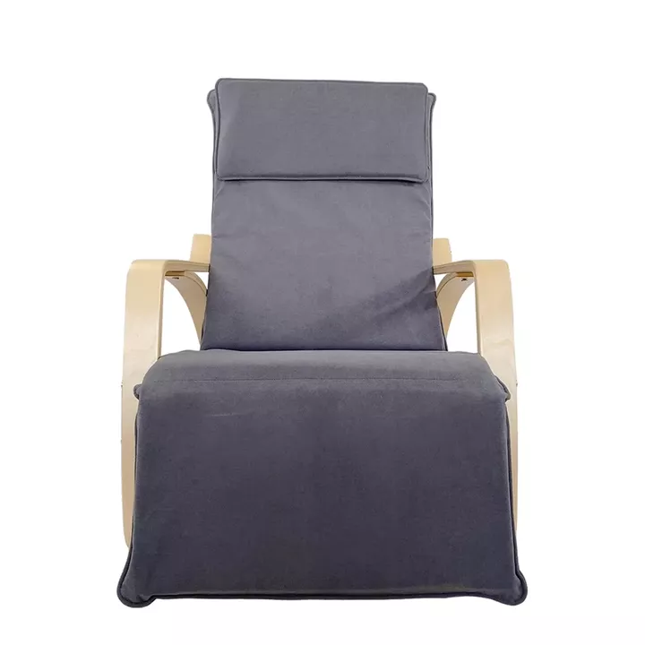 Πολυθρόνα Κουνιστή ArteLibre LUNDRA Γκρι/Φυσικό Ύφασμα/Ξύλο 67x127x91cm