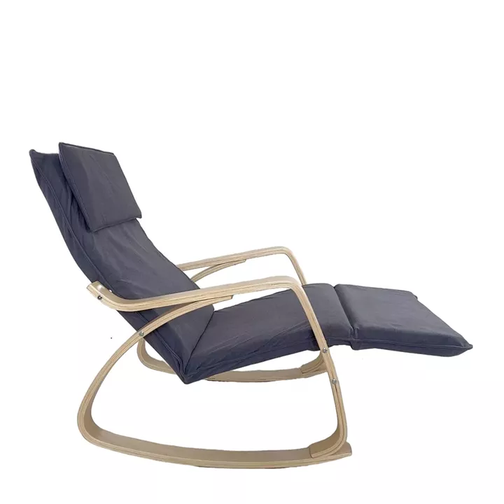 Πολυθρόνα Κουνιστή ArteLibre LUNDRA Γκρι/Φυσικό Ύφασμα/Ξύλο 67x127x91cm