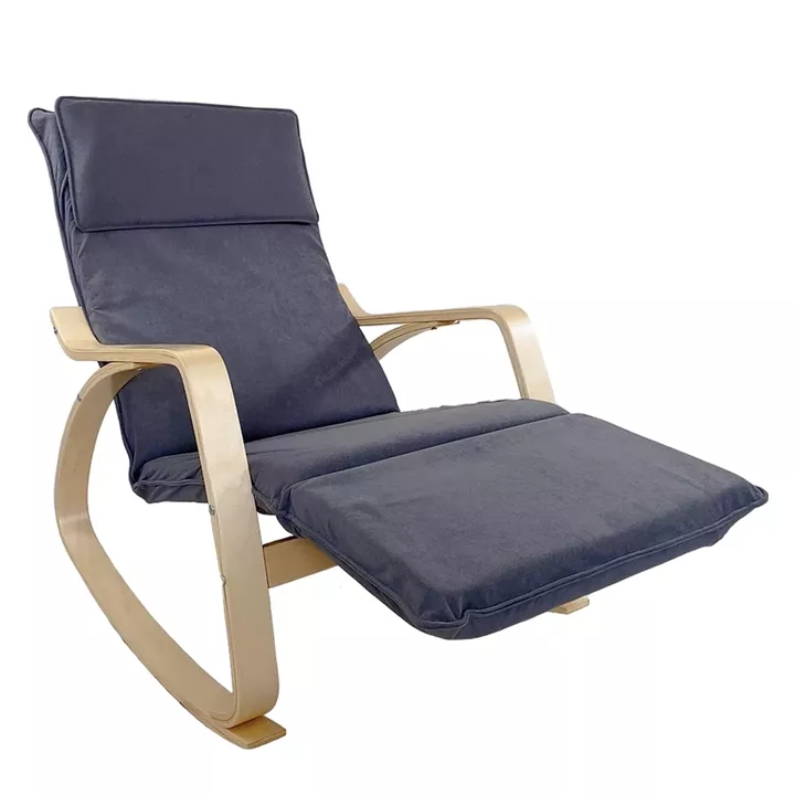 Πολυθρόνα Κουνιστή ArteLibre LUNDRA Γκρι/Φυσικό Ύφασμα/Ξύλο 67x127x91cm