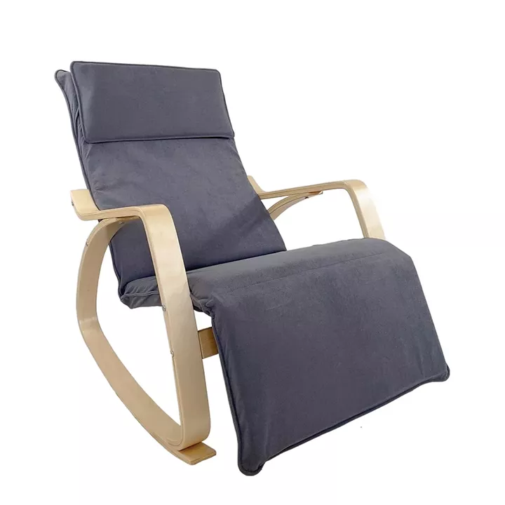 Πολυθρόνα Κουνιστή ArteLibre LUNDRA Γκρι/Φυσικό Ύφασμα/Ξύλο 67x127x91cm