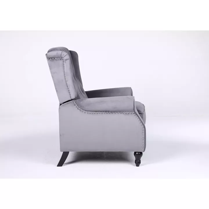 Πολυθρόνα Ανακλινόμενη ArteLibre ALNAIR Γκρι Βελούδο 78x85x104cm