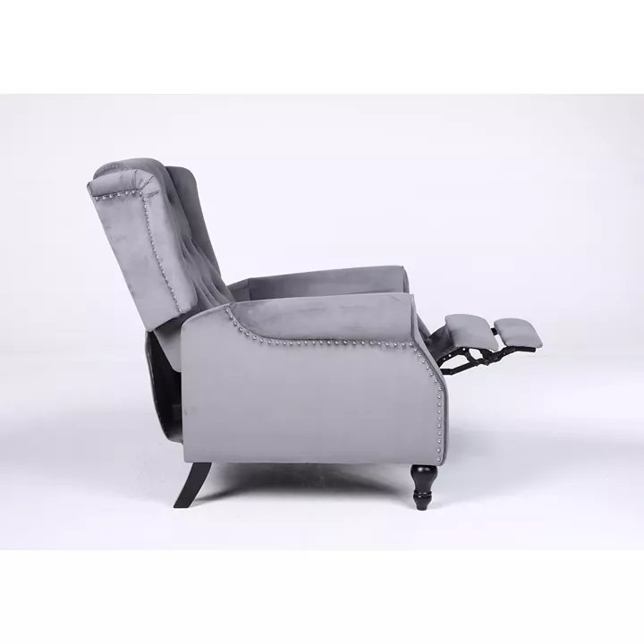 Πολυθρόνα Ανακλινόμενη ArteLibre ALNAIR Γκρι Βελούδο 78x85x104cm