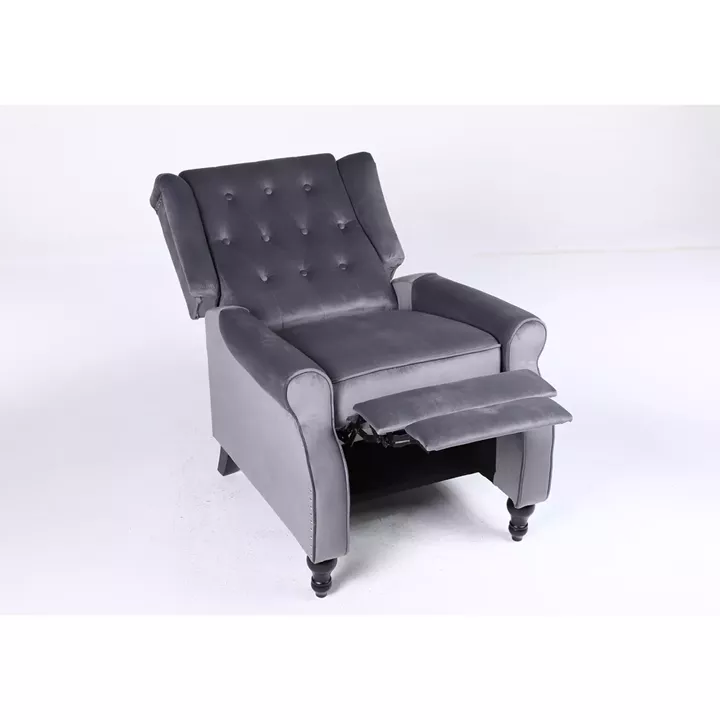 Πολυθρόνα Ανακλινόμενη ArteLibre ALNAIR Γκρι Βελούδο 78x85x104cm