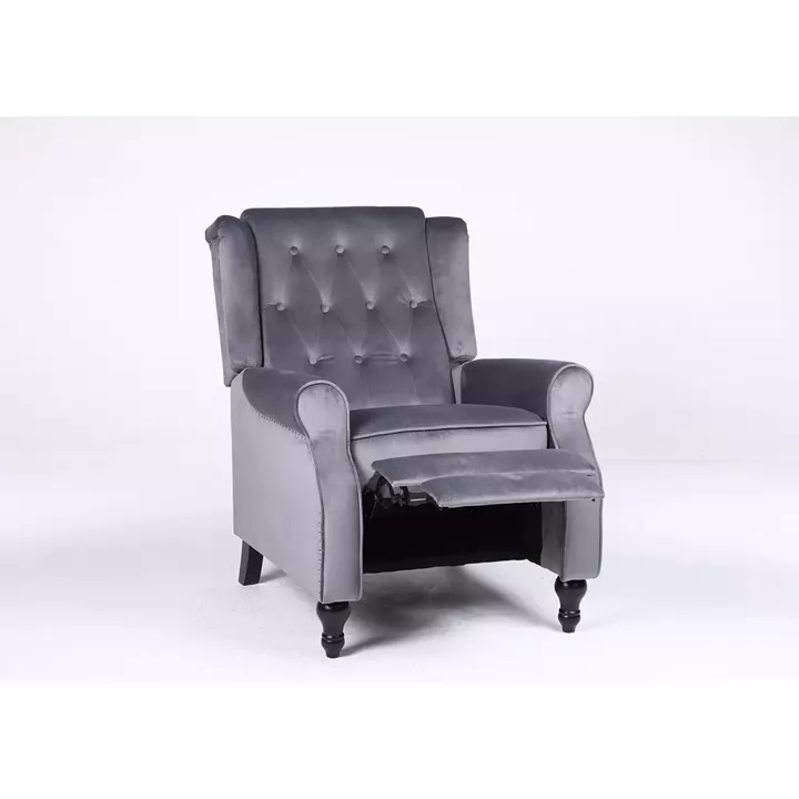 Πολυθρόνα Ανακλινόμενη ArteLibre ALNAIR Γκρι Βελούδο 78x85x104cm