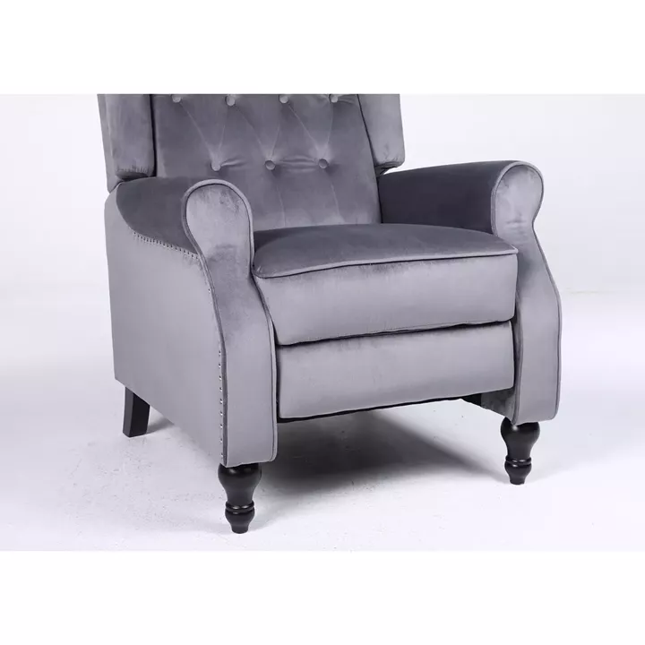 Πολυθρόνα Ανακλινόμενη ArteLibre ALNAIR Γκρι Βελούδο 78x85x104cm