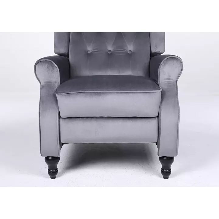 Πολυθρόνα Ανακλινόμενη ArteLibre ALNAIR Γκρι Βελούδο 78x85x104cm