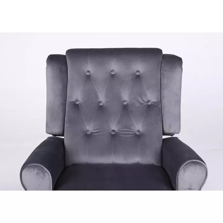 Πολυθρόνα Ανακλινόμενη ArteLibre ALNAIR Γκρι Βελούδο 78x85x104cm