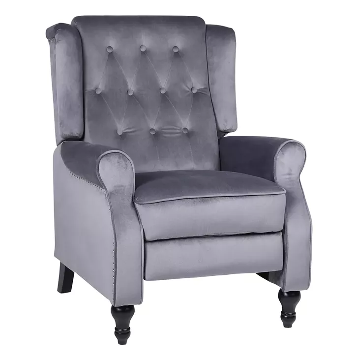 Πολυθρόνα Ανακλινόμενη ArteLibre ALNAIR Γκρι Βελούδο 78x85x104cm