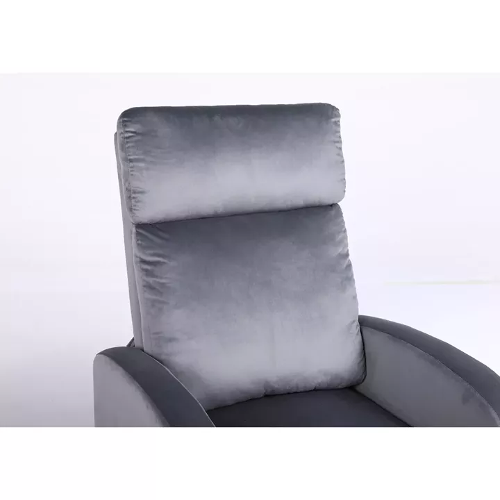 Πολυθρόνα Ανακλινόμενη ArteLibre ATRIA Γκρι Βελούδο 67.5x90x104cm