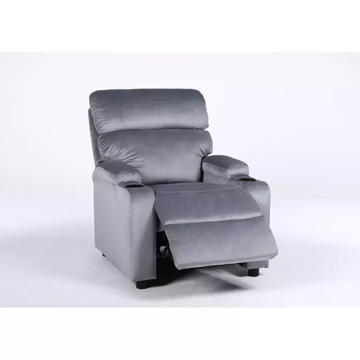 Πολυθρόνα Ανακλινόμενη ArteLibre RANA Γκρι Βελούδο 80x95x103cm