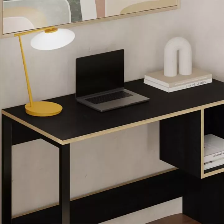 Γραφείο εργασίας Cubo Megapap χρώμα black wood 110x50x75εκ.